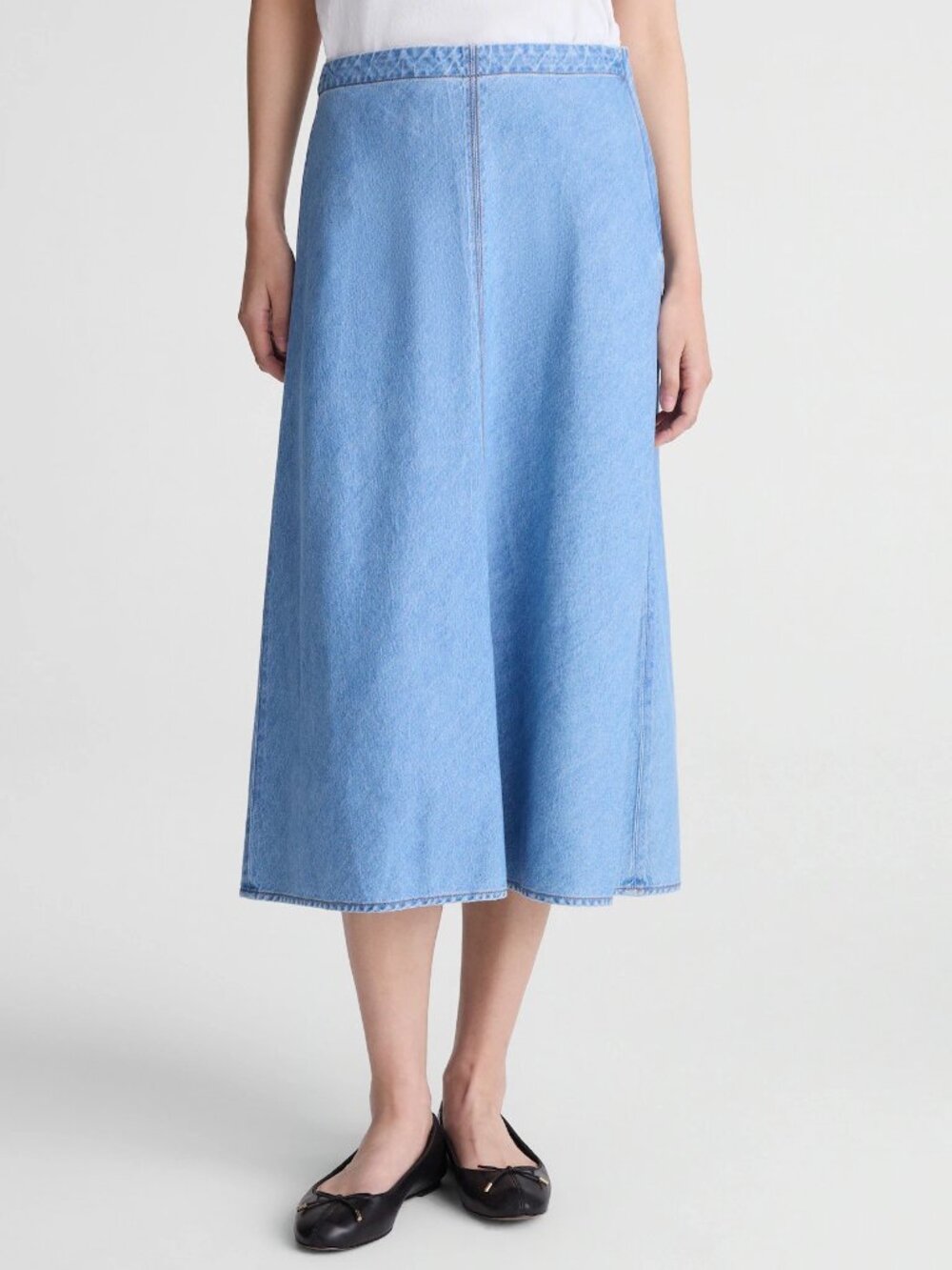 Madewell Airy Denim Slip Midi Skirt Light Blue Size 33